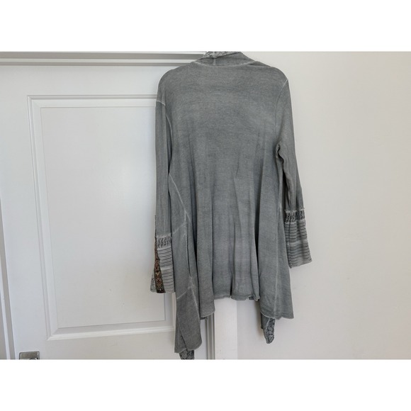 Soft Surroundings Cadence Thermal‎ Cardigan Petite  Embroidered  Gray Waffle - Picture 7 of 12